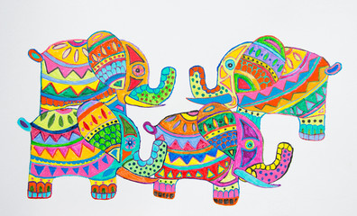 colorful elephants