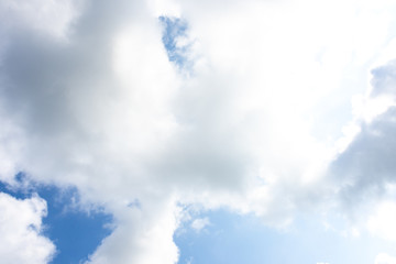 Nature Bright blue Sky with white clouds on blackground. Beautiful sky and clouds in the afternoon.