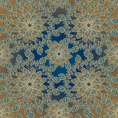 color seamless pattern with floral element in Oriental style