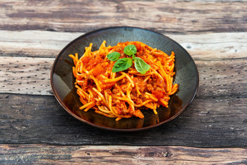 tasty Pasta Bolognese on the table
