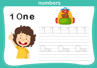 Connecting dot and printable numbers exercise for preschool and kindergarten kids illustration, vector