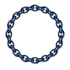 Round frame from chain, vector design element, circle shape border.