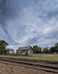 Fototapeta na wymiar wooden house in abandoned train station