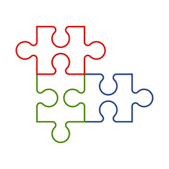 Three colored piece puzzle line icon.Vector Illustration