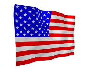 Fototapeta premium Waving flag of the United States of America. Stars and Stripes. State symbol of the USA. 3D illustration