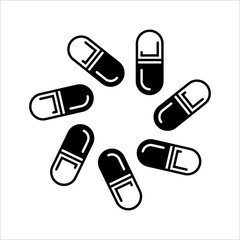 Capsule Pill Icon, Medicine Capsule Pill Icon, Pharmaceutical Dosage