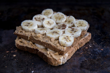 Peanut butter with banana toast for breakfast