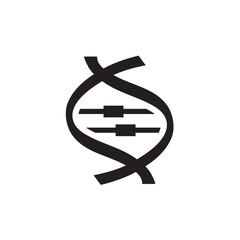 DNA Icon In Flat Style Vector Icon For Apps, UI, Websites. Black Icon Vector Illustration.