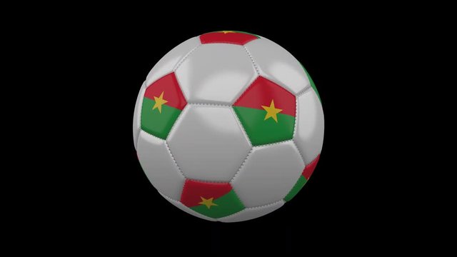 Soccer ball with flag Burkina Faso, 3d rendering, rotation loop