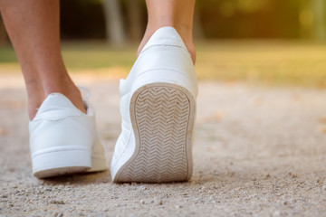 Shoes runner young man ready start starting preparing running jogging sports training fitness