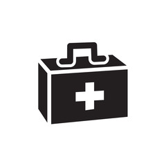 First Aid Box Icon In Flat Style Vector For App, UI, Websites. Black Icon Vector Illustration.