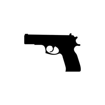 Gun Icon In Flat Style Vector For App, UI, Websites. Black Pistol Icon Vector Illustration.