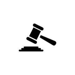 Justice Gavel Icon In Flat Style Vector For App, UI, Websites. Black Icon Vector Illustration.