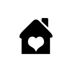 Lovely Home Icon In Flat Style Vector For App, UI, Websites. House Black Icon Vector Illustration.