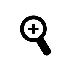 Fototapeta premium Magnifying Glass Plus Icon In Flat Style Vector For App, UI, Websites. Black Icon Illustration
