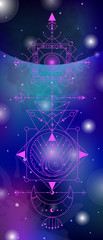 sacred geometry vector illustration on space background. Good for logo, design of yoga mat and clothes.