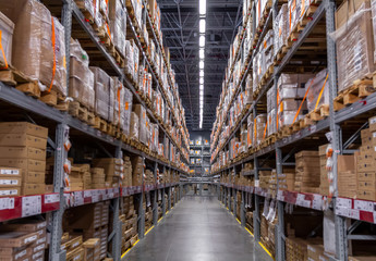 Logistics storage warehouse interior view