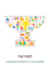 Sport success, triumph cartoon poster