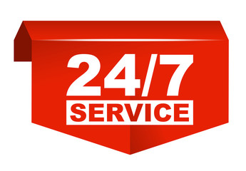 red vector banner 24/7 service