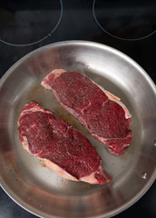 Grass Fed Juicy Steak on Skillet