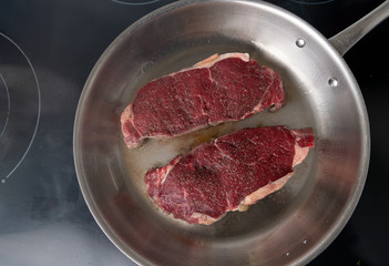 Grass Fed Juicy Steak on Skillet