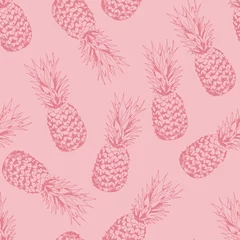 Wall murals Pineapple Pineapple seamless pattern, vector background with pineapples, food fruits background