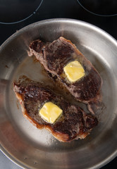 Grass Fed Juicy Steak on Skillet