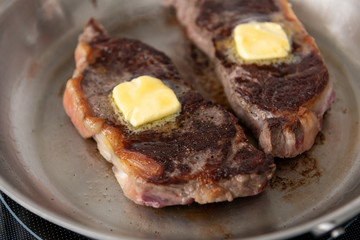 Grass Fed Juicy Steak on Skillet