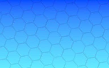 Obraz premium Translucent honeycomb on a gradient blue sky background. Perspective view on polygon look like honeycomb. Isometric geometry. 3D illustration