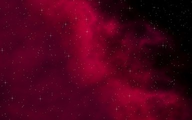 Colorful and beautiful space background. Outer space. Starry outer space texture. Templates, red background. 3D illustration