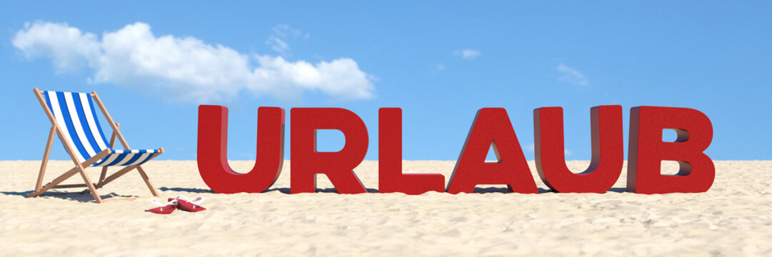 Urlaub Konzept mit Slogan am Strand