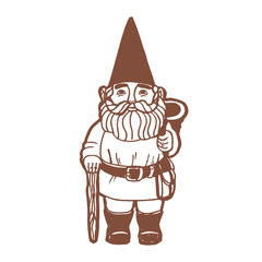 Garden Gnome in Hand Drawn Style