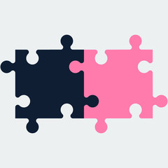 Two colored piece puzzle icon.Vector Illustration