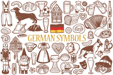 German Symbols Set in Hand Drawn Style
