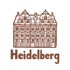 Isolated Heidelberg Castle in Hand Drawn Style