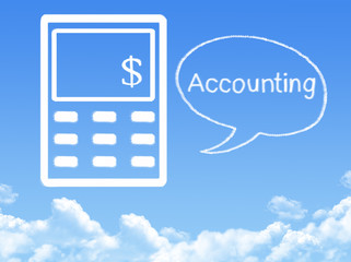 Fototapeta na wymiar accounting calculator cloud shape on blue sky