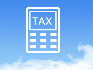 tax calculator cloud shape on blue sky