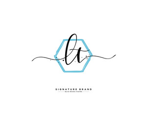 L T LT initial logo handwriting  template vector