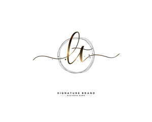 L T LT initial logo handwriting  template vector