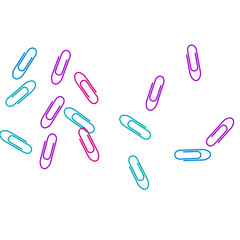 Stationary paperclips isolated on white background