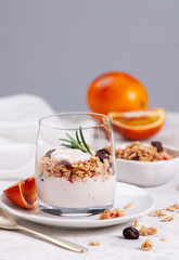 Orange Granola with Raspberry Yogurt and Freeze Dried Raspberry