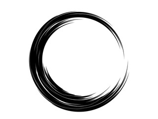 Grunge circle made of black paint.Grunge logo made of black paint.