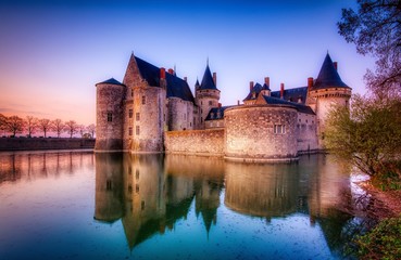 Naklejka na ściany i meble Famous medieval castle Sully sur Loire, Loire valley, France.