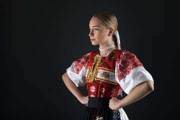 Slovak folklore. Slovakian folklore girl. 