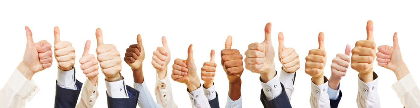 Business Team mit Daumen hoch