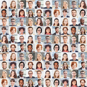 Portrait Collage von Geschäftsleuten als Team Konzept