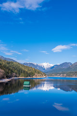 Naklejka na ściany i meble Mountain Lake with Blue Sky in British Columbia, Canada.