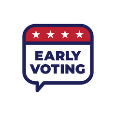 Early Voting Icon with Vote, Icon, and Patriotic Symbolism and Colors