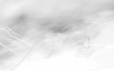 White abstract background. Hi tech network. Cyberspace grid. Outer space. Starry outer space texture. 3D illustration