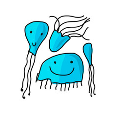 Jellyfish family, sketch for your design